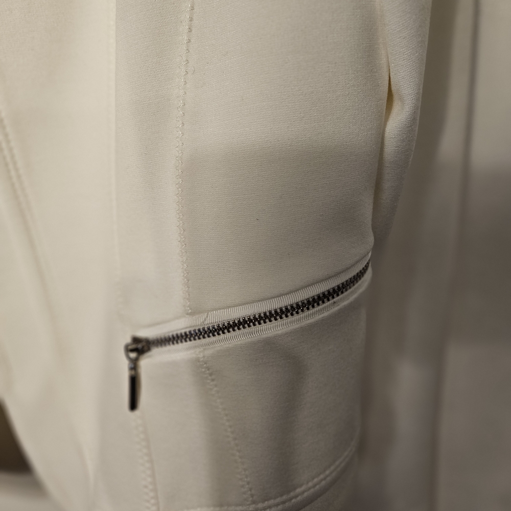 White House Black Market White Bomber Jacket with Structured Shoulders - Picture 6 of 12